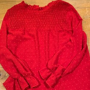 SHEIN Vibrant Red Smocked Blouse